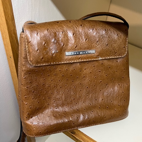 Women’s handbag, brown leather, lots of inside compartments, long strap - Picture 1 of 3